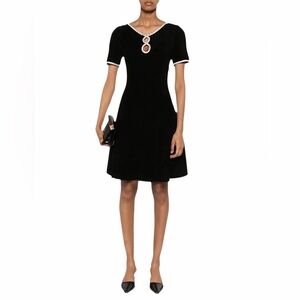 Sandro Black Crystal Neck Mini Dress XS FR 34 NWT